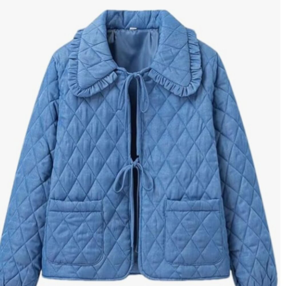Quilted Lightweight Jacket w/ tie front